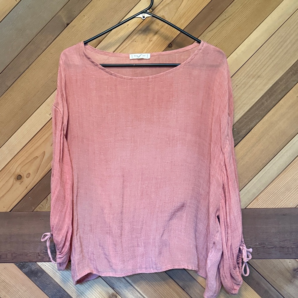 Blu Pepper Blush Pink Blouse with Tie Sleeves
